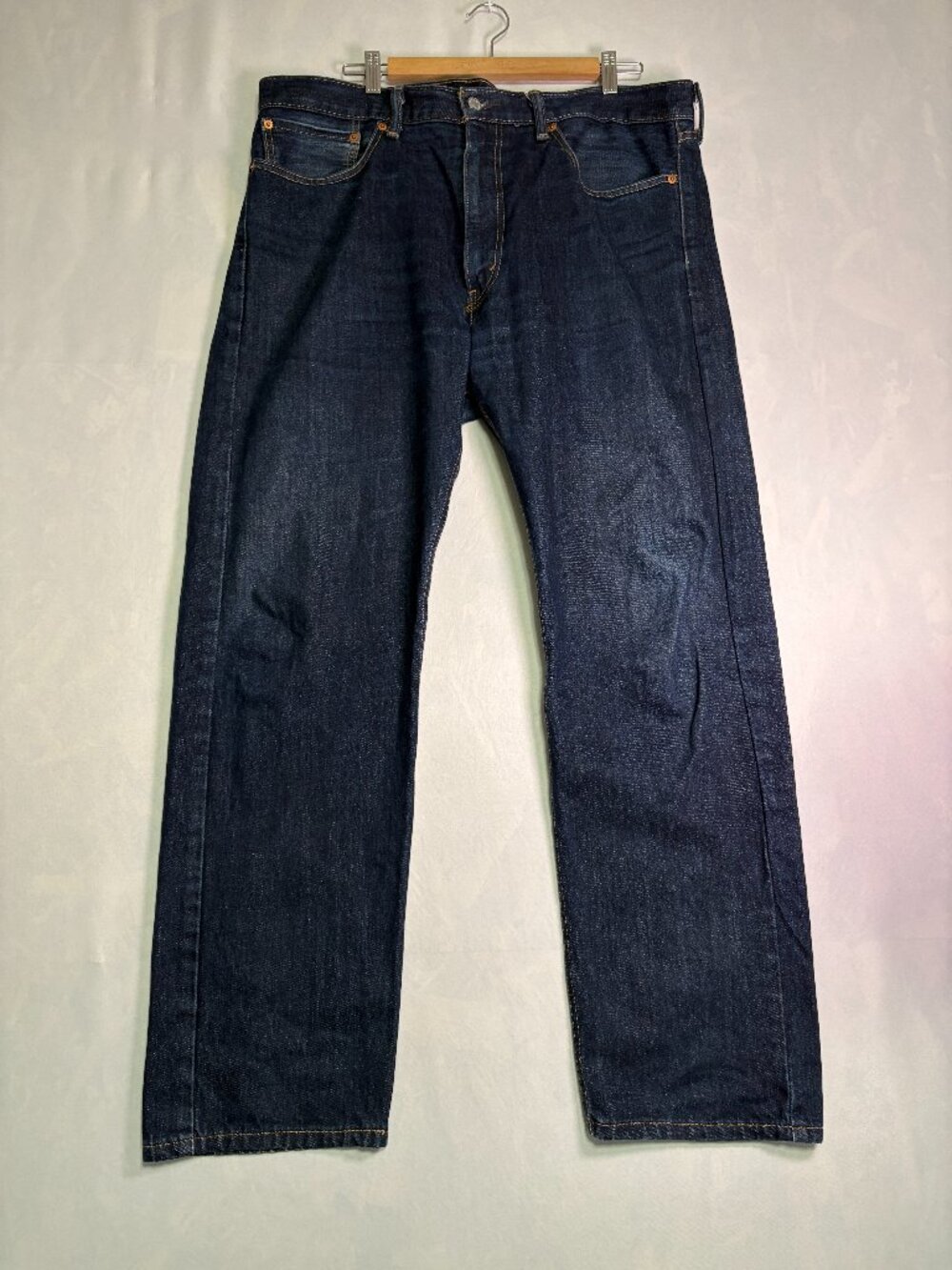Levi's 505 Regular Fit Men's Jeans W38 L32 Dark Blue Wash Straight Leg Denim